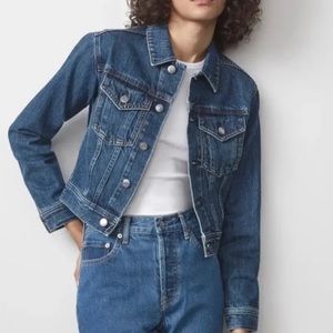 Everlane Shrunken Cropped Denim Jacket Dark Wash